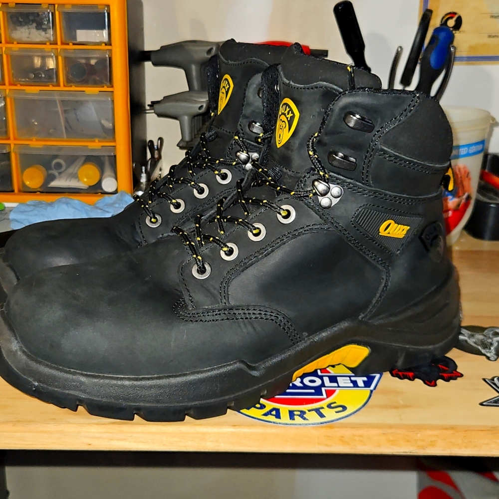 Ouxx Men's Black w/yellow Detail Composite Toe Work Boots Men's 10.5 Wide